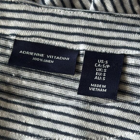 Adrianne‎ Vittadini Striped Long Sleeve Linen Top Small Black White - Picture 6 of 7